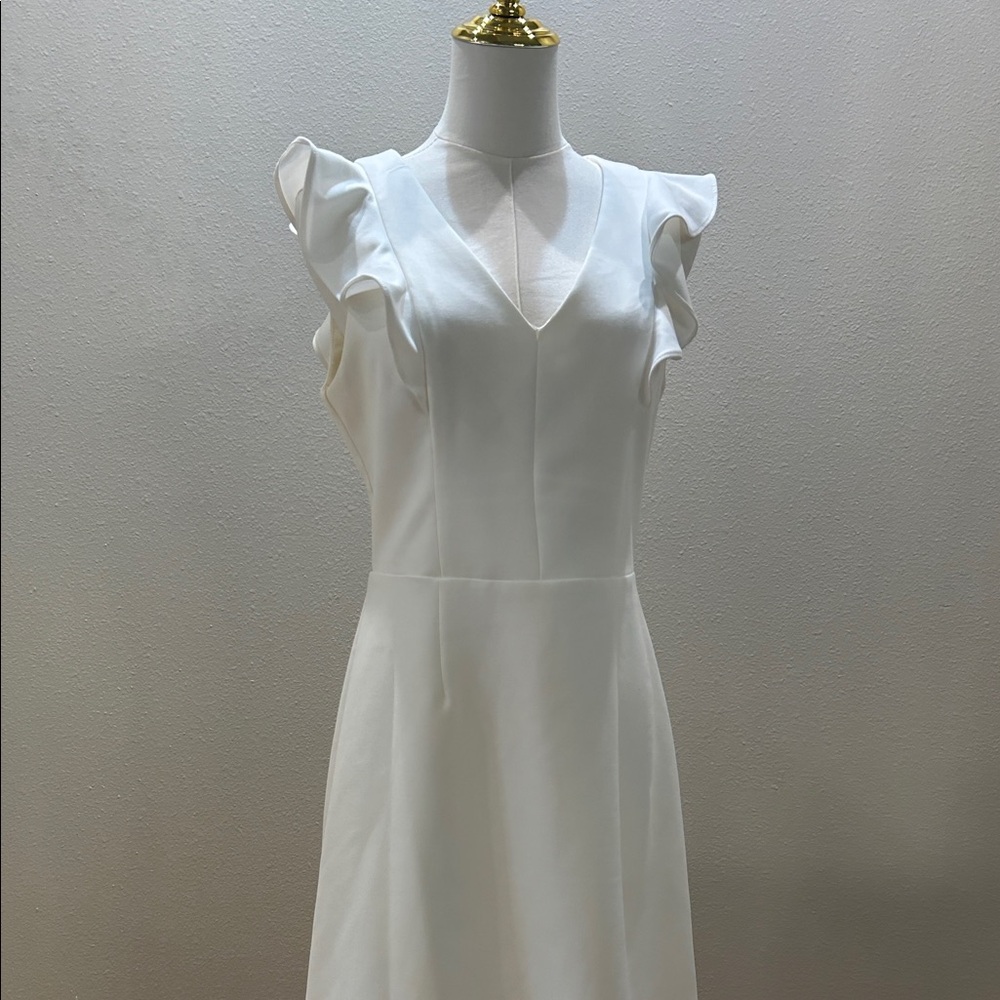 French Connection Ivory Ruffle Sleeve Mini Dress